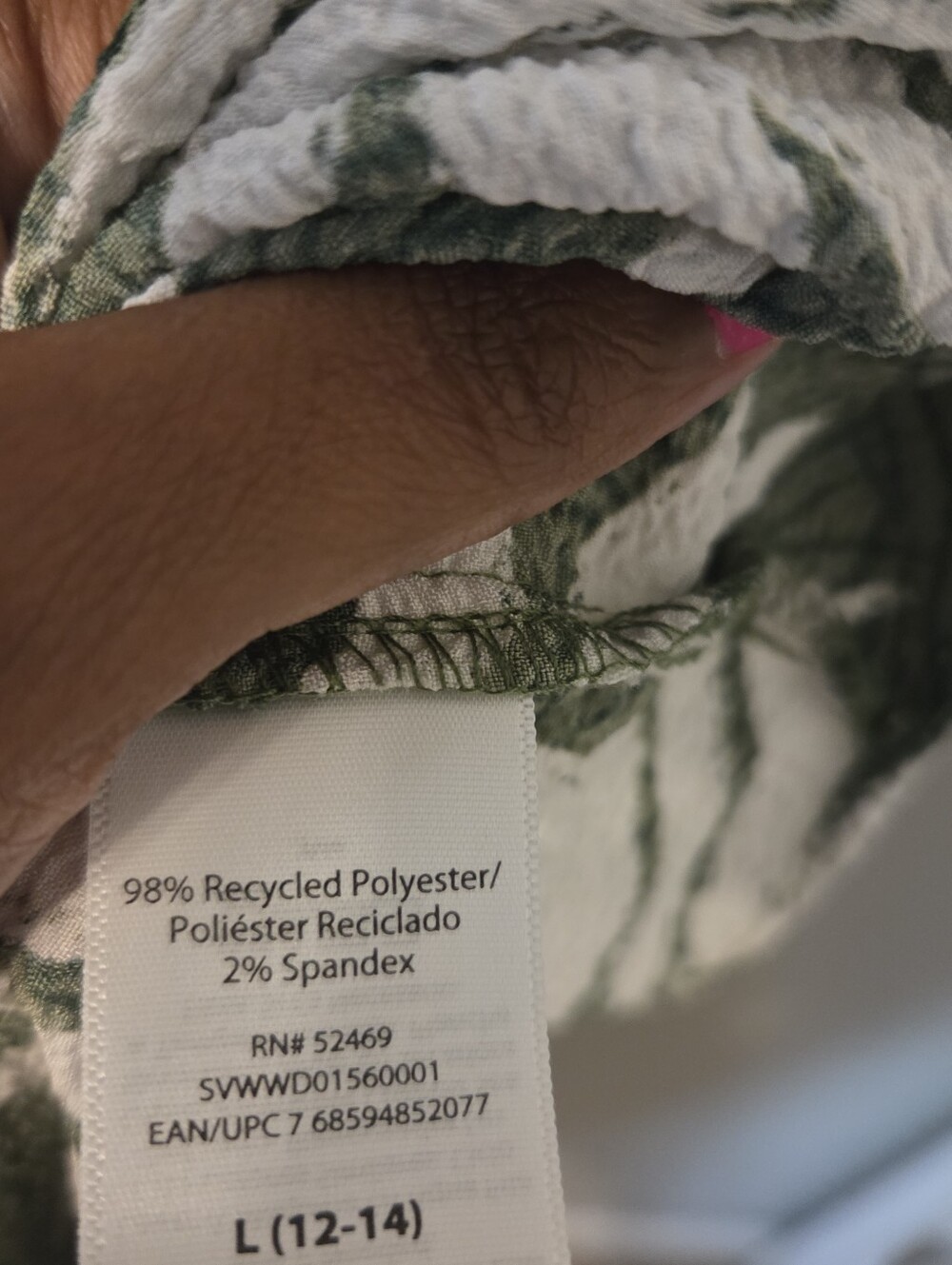Sofia Jeans Women's Green/White Tropical Print Maxi Dress Pockets Sz L Milkmaid - Picture 8 of 8